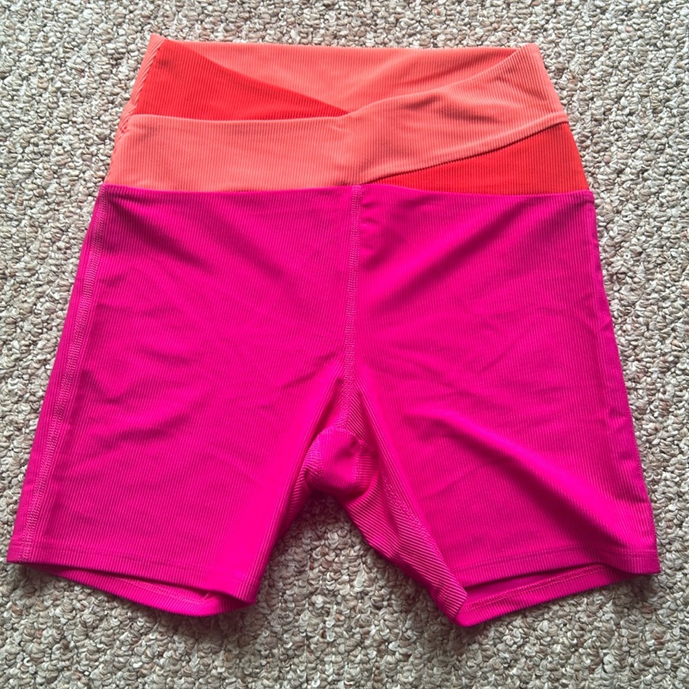 Beach Riot Pink and Orange Bike Shorts